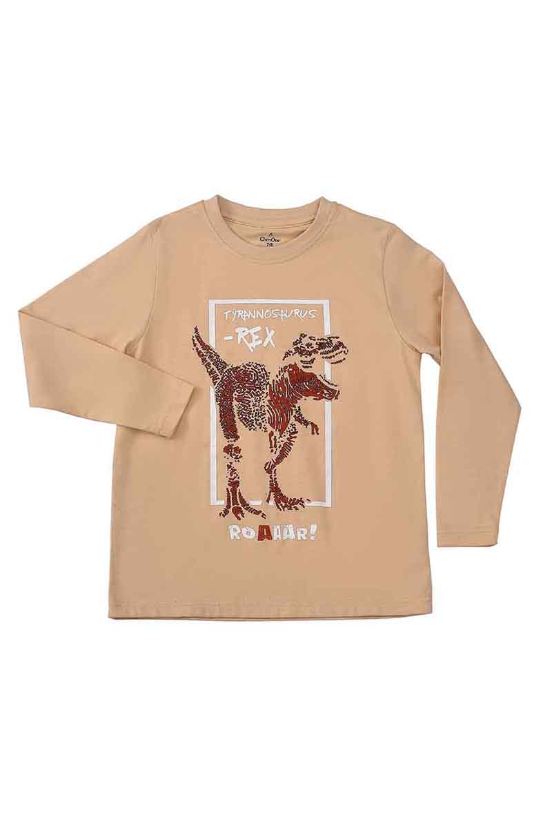 Kds-Bc-12672 Knitted T-Shirt R/N F/Slv L/Khaki