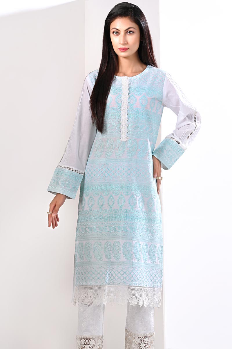 Embroidered Shirt Sea Green Lds-6047