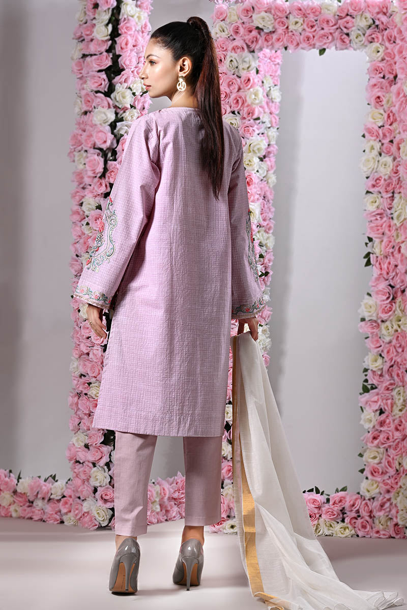 3 Pcs Embroidered Suit T/Pink Lds-6102
