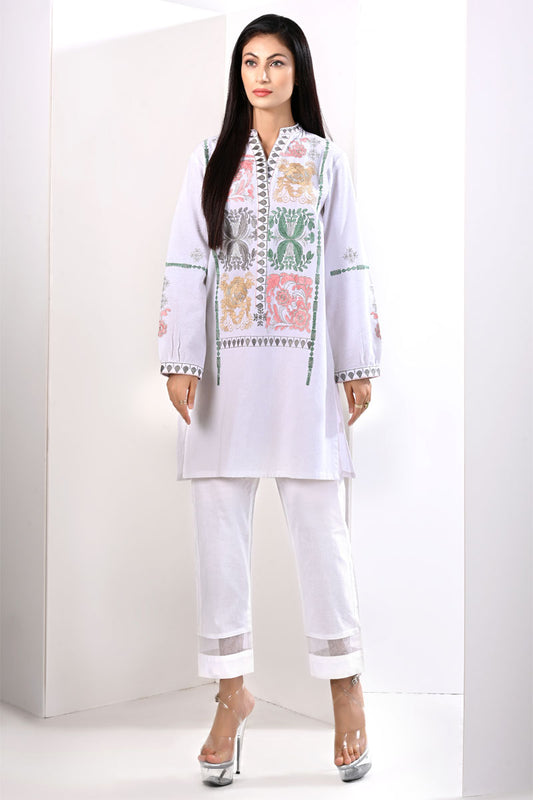 Embroidered Shirt White Lds-6385