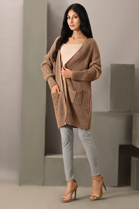 Lds-A1540 Long Sweater Beige