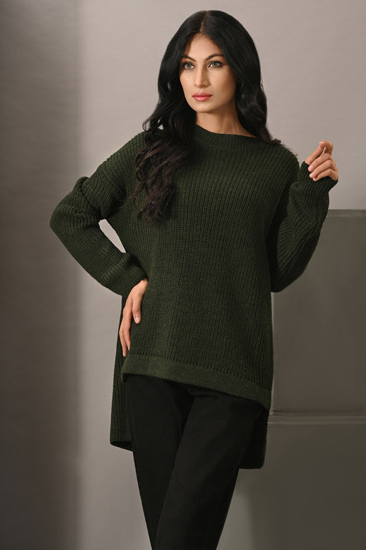 Lds-A1541 Long Sweater Green