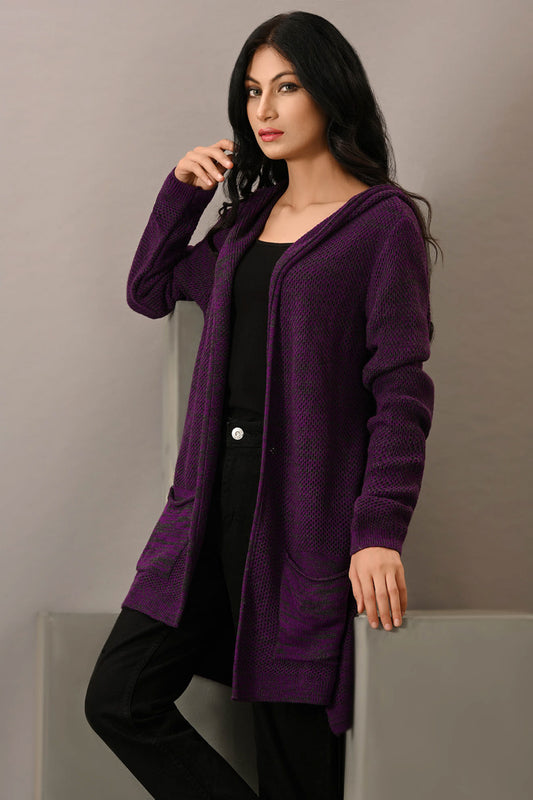 Lds-A1543 Long Sweater Purple
