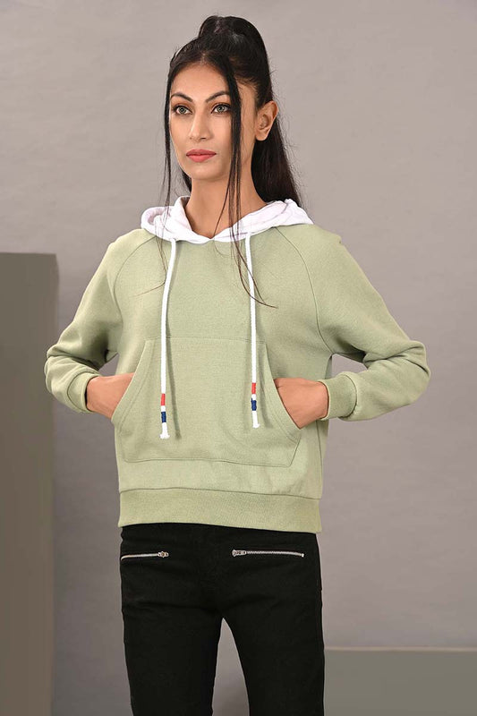 Lds-A1585 Hooded Pull Over Green