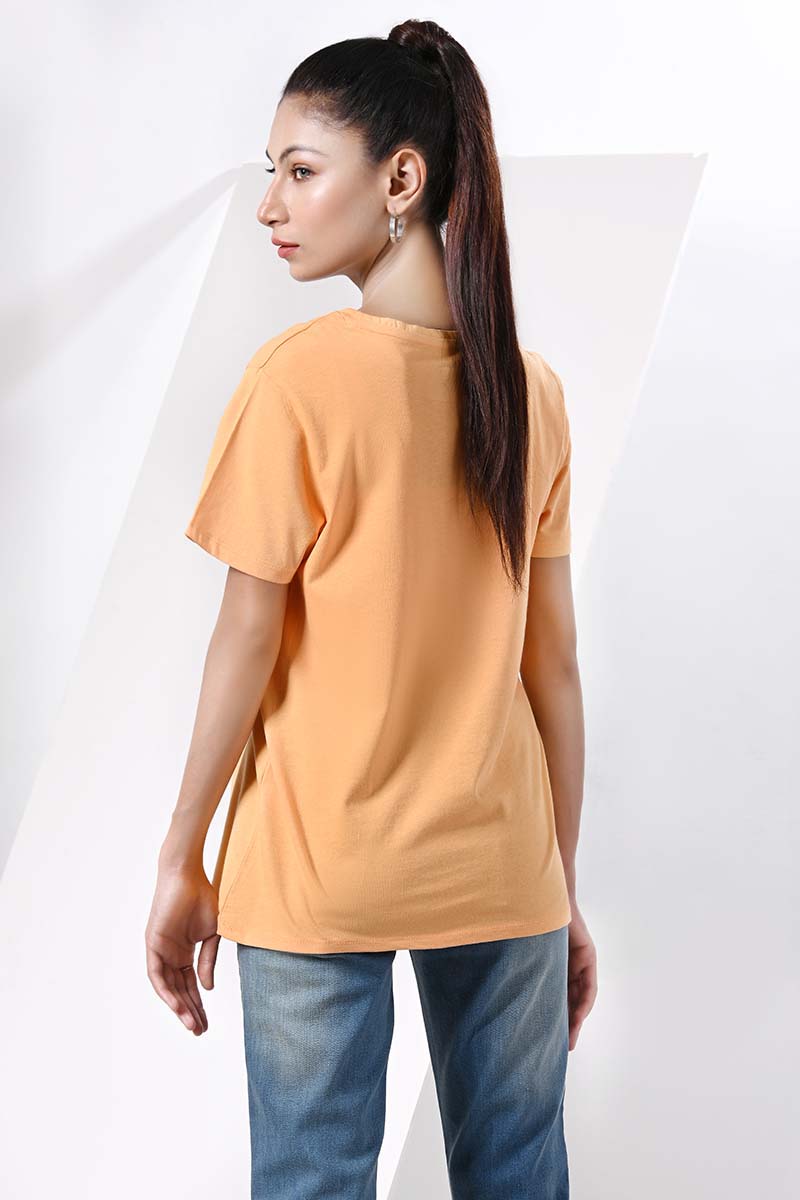 Knitted T-Shirt L/Orange Lds-A1601