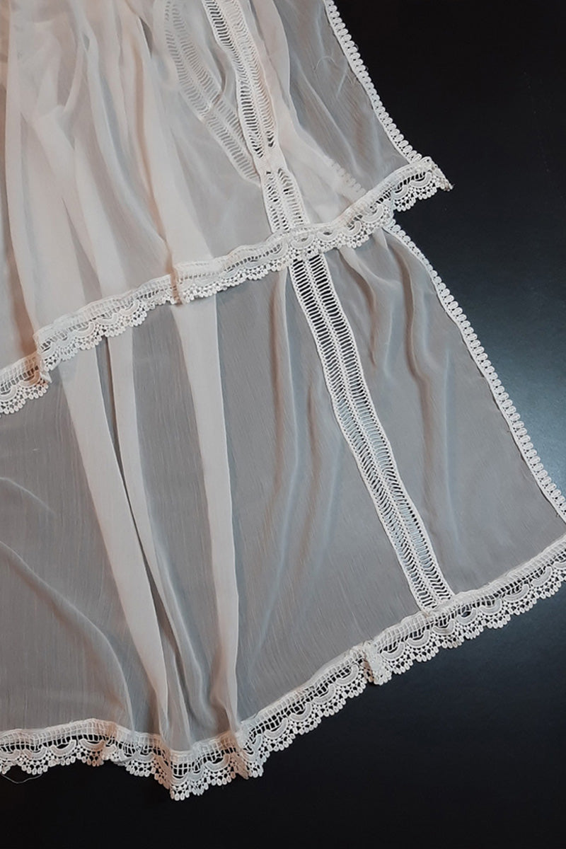 Laces Embellished Chiffon Dupatta - White - ZD965