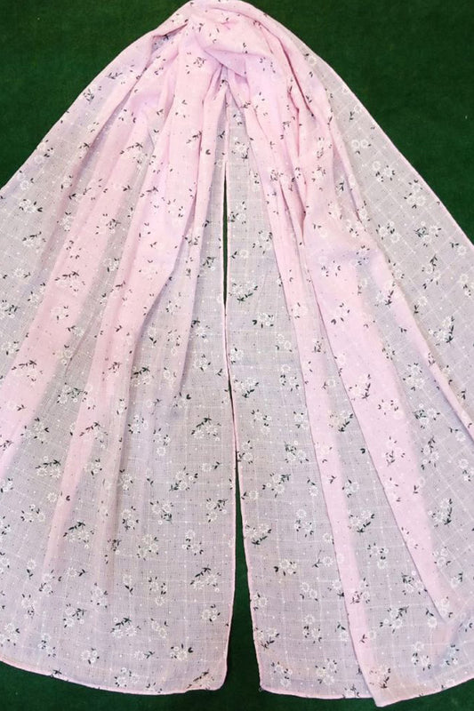 Embossed Lawn Large Scarf / Stole – 190 x 70 Cm – Light Pink – ZSC104
