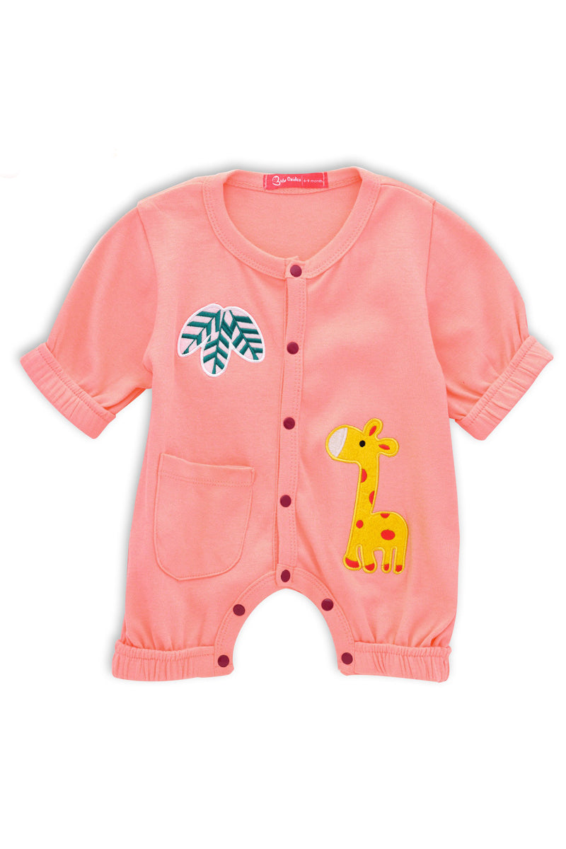 Baby Pink Romper Giraffe Design