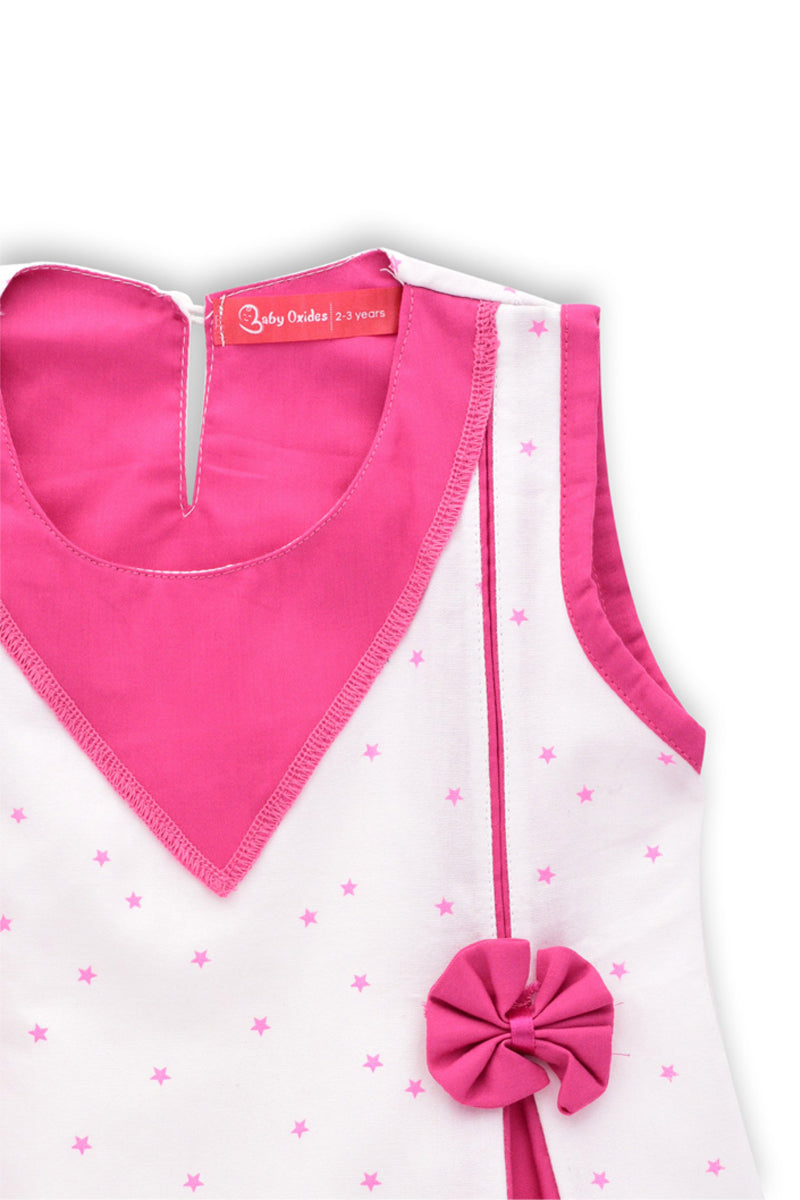 Baby Woven Frock Star Printed Pink Design