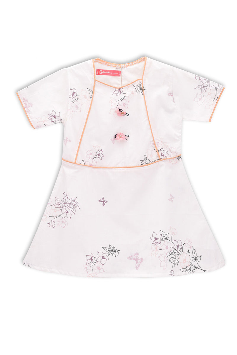 Baby Woven Frock Butterfly Printed Design