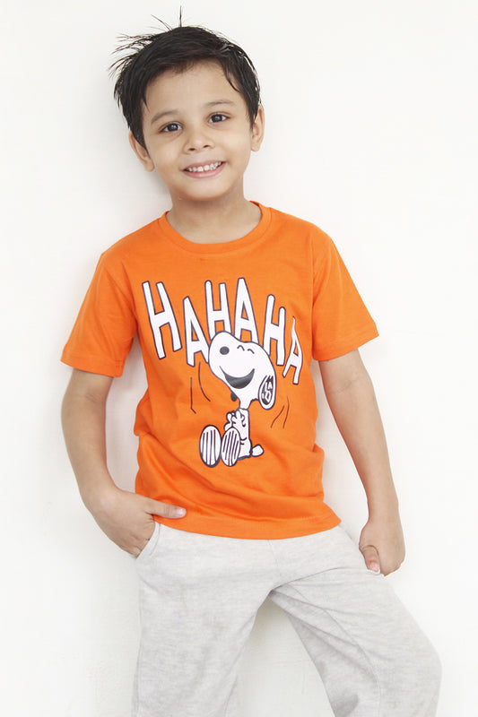 Orange Snoopy T-Shirt For Boys, Cool Cartoon Character T-Shirt