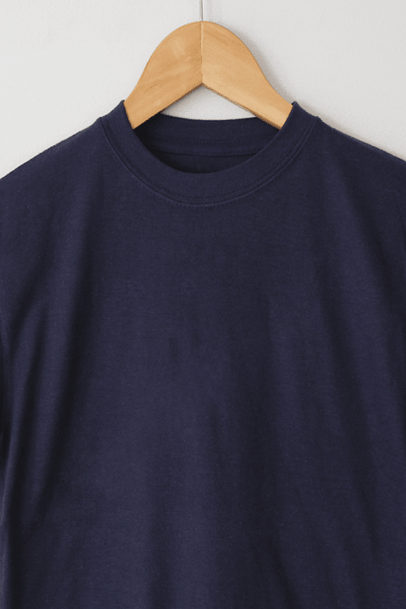 Basic Round Neck Half Sleeves Navy Blue T-Shirt For Womens - BuyZilla.pk