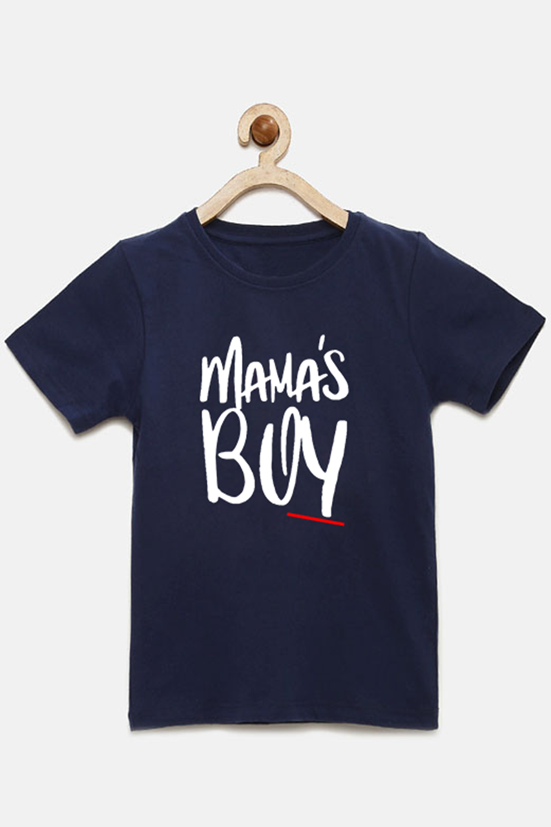 Multicolor Round Neck Mama's Boy T-Shirt For Boys