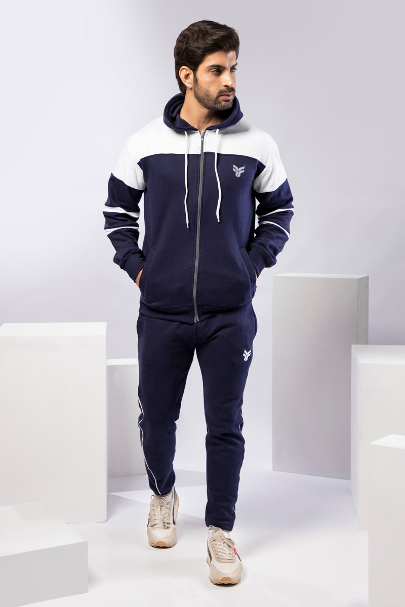 Navy and White Fleece Hoodie NF-HD-002