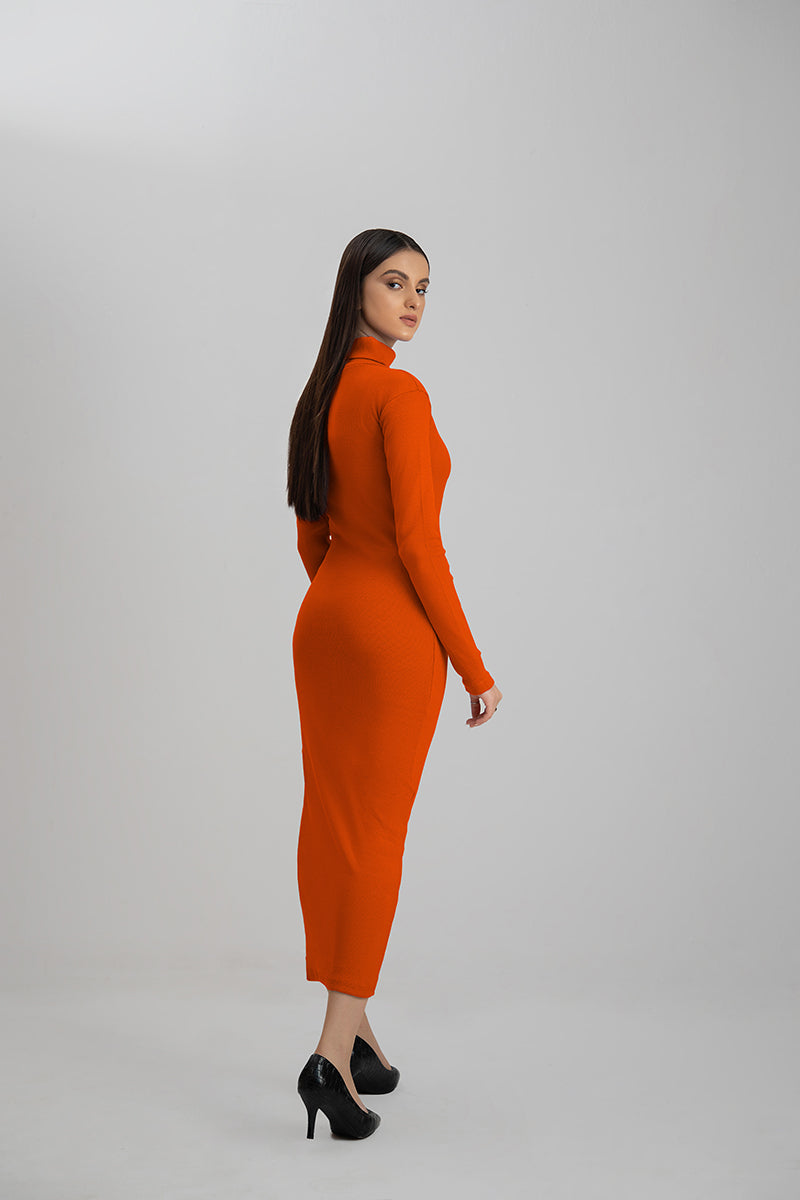 Orange highneck Bodycon dress