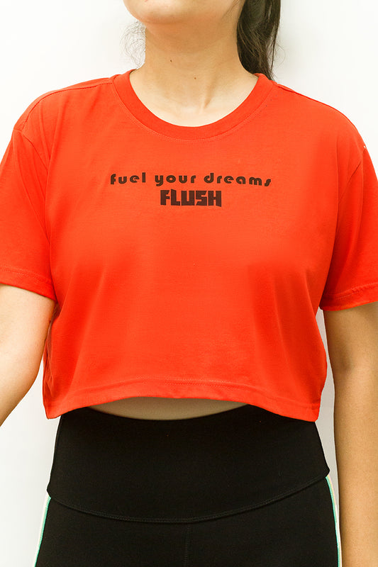 Flush Women’s Yoga Crop Top Loose Fit Cotton Workout Short Sleeve Running Athletic Yoga Top Orange