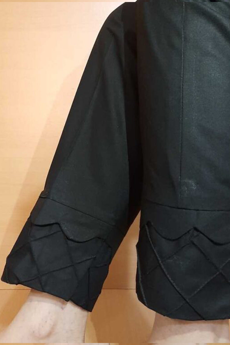 Pintuck Scallop Cotton Trouser - Black - ZT315
