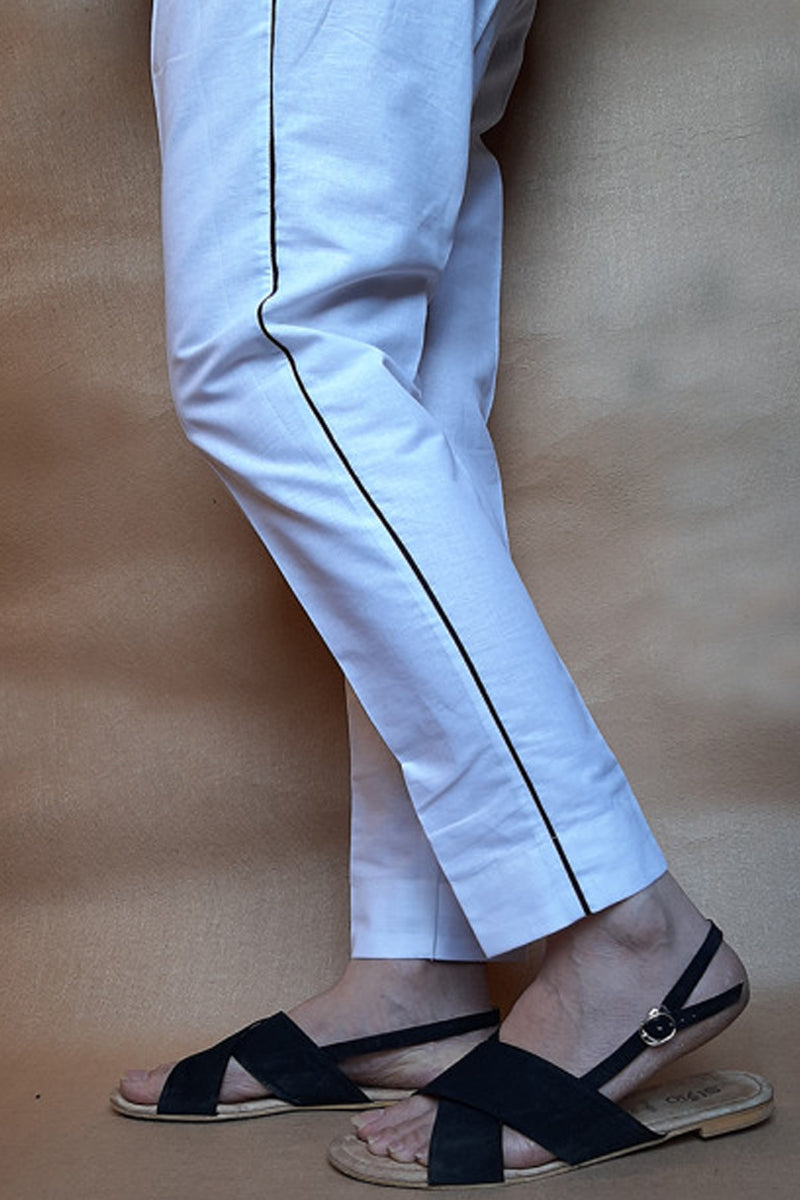 Pure Cotton - Trouser Pant For Women Ladies - White - ZT169