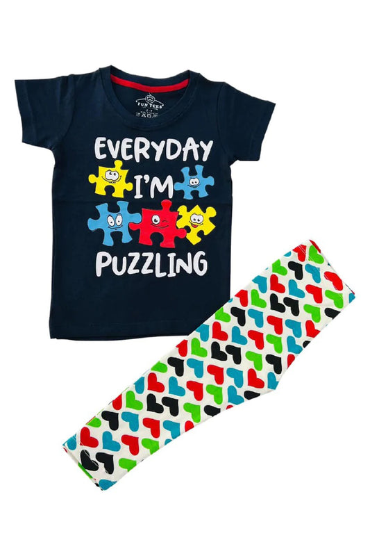 Puzzling Tee with Tights