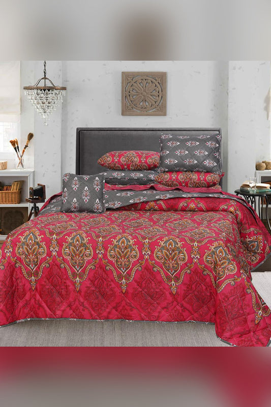 Royal Red - 7 Pcs Comforter Set Summer Comforter Set (Light Filling)