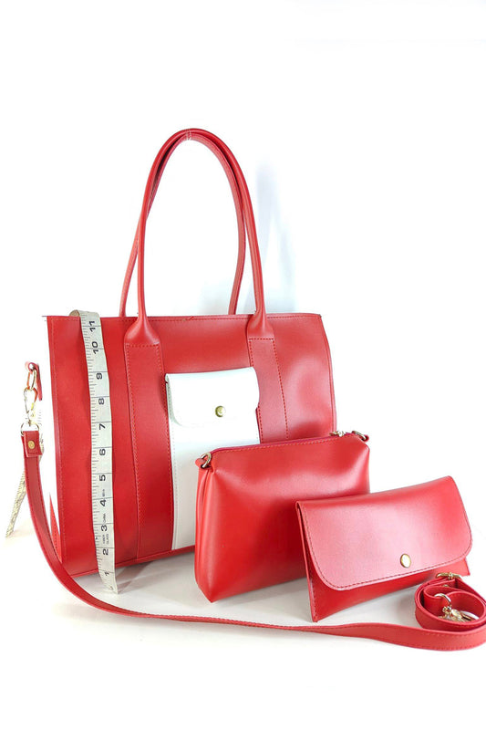 3Pc Red Tote Bag