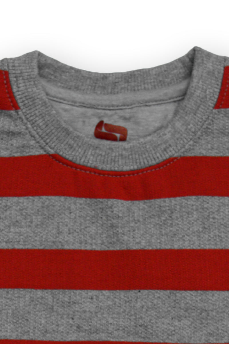AllurePremium Kids Sweat Shirt Grey Red Striper