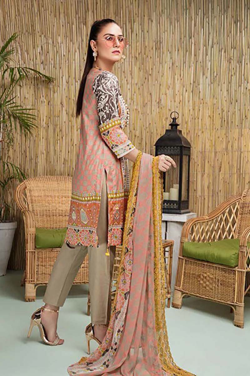3Pc Unstitched Embroidered Lawn MM-006