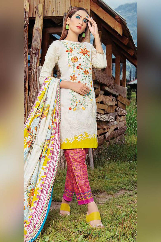 3Pc Unstitched Embroidered Lawn Z-002