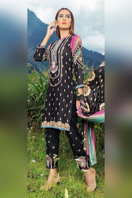 3Pc Unstitched Embroidered Lawn Z-003