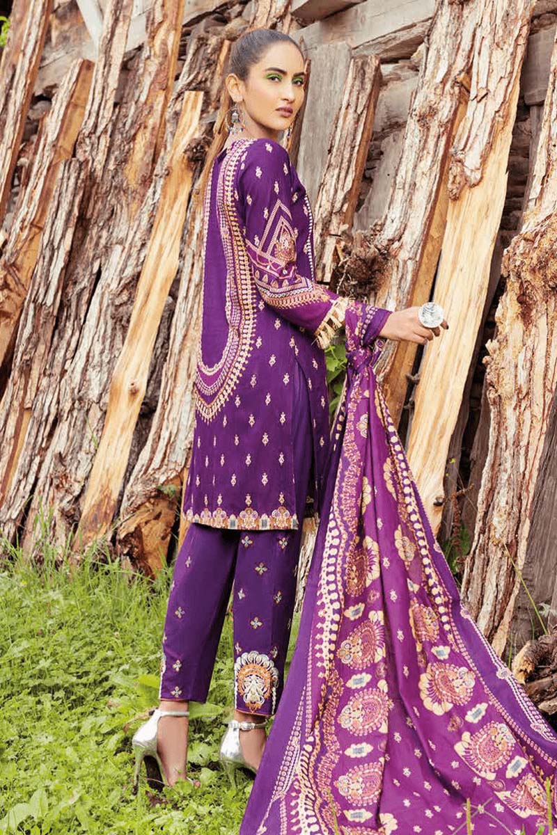 3Pc Unstitched Embroidered Lawn Z-011