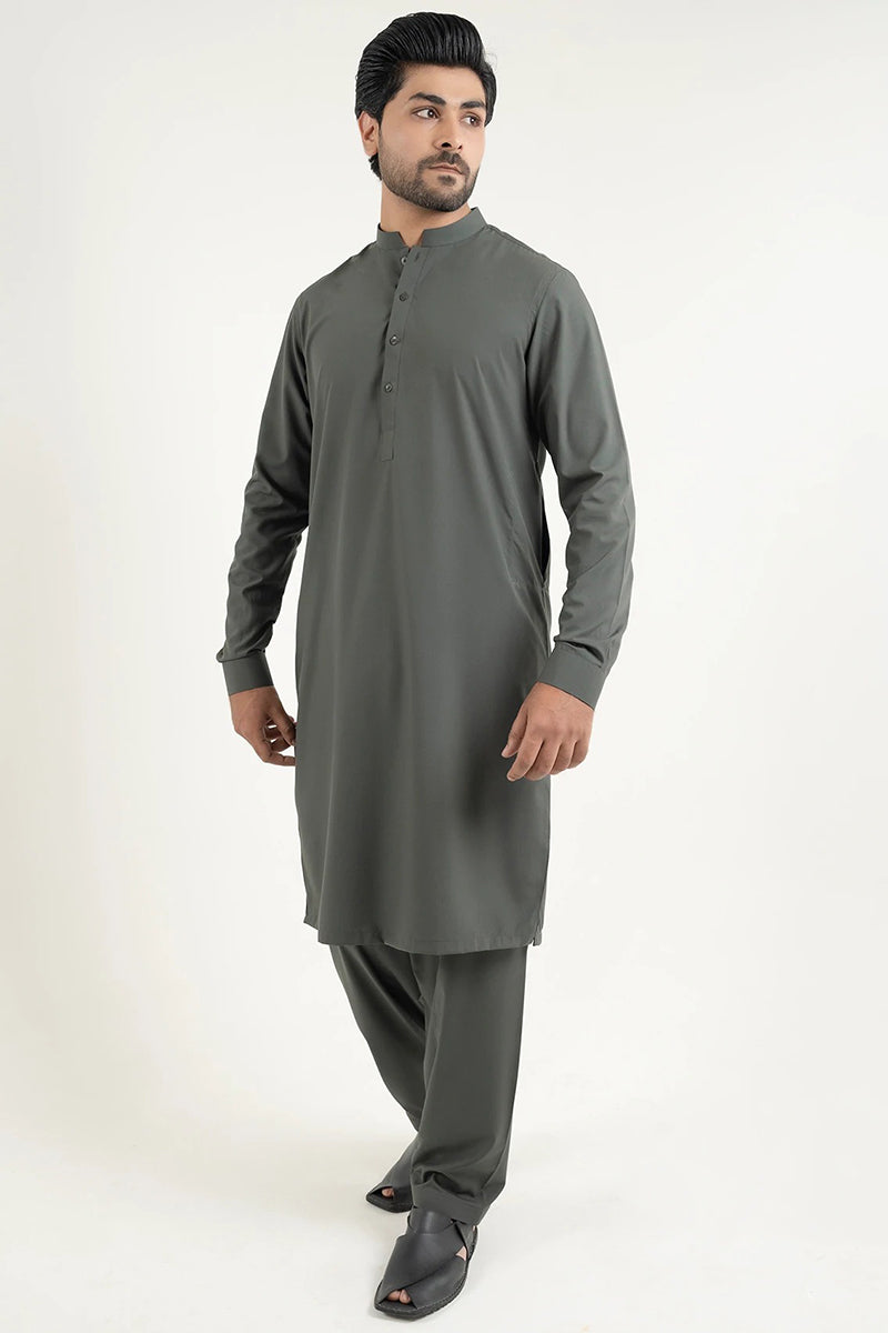 Shalwar Kameez, Fine Wash & Wear, Dark Green, Ban