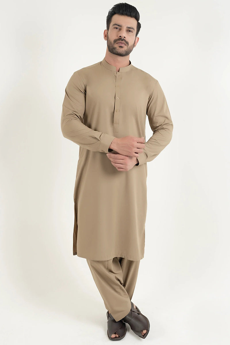 Shalwar Kameez, Fine Wash & Wear, Khaki Green, Ban