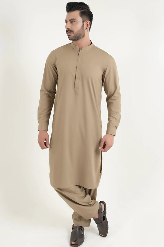 Shalwar Kameez, Fine Wash & Wear, Khaki Green, Ban