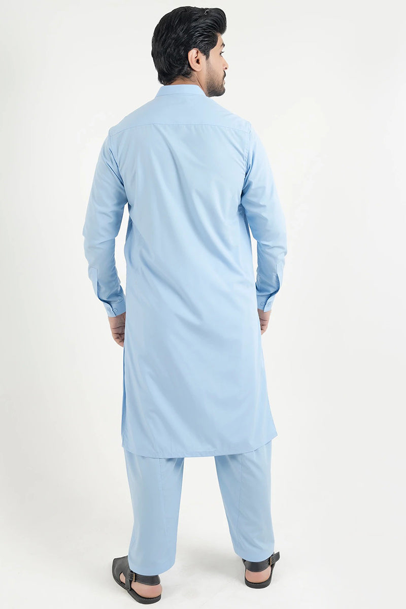 Shalwar Kameez, Fine Wash & Wear, Sky Blue, Ban