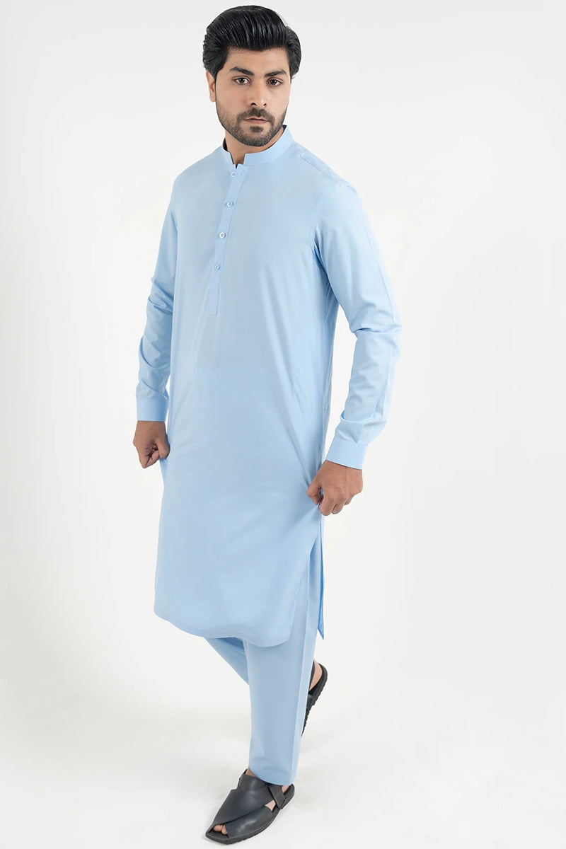 Shalwar Kameez, Fine Wash & Wear, Sky Blue, Ban