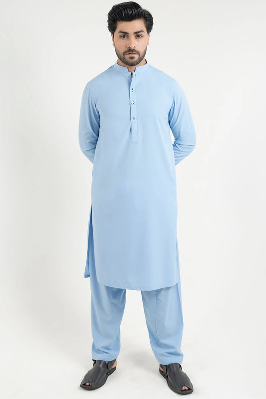 Shalwar Kameez, Luxury Wash & Wear, Sky Blue, Ban