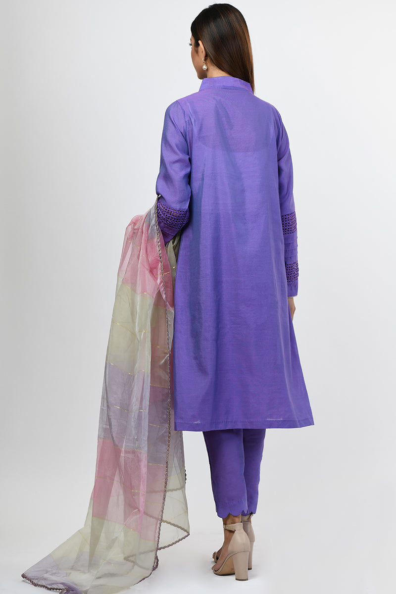 Pret Wear 3 Piece 3-Tone Cotton Silk Purple Suit