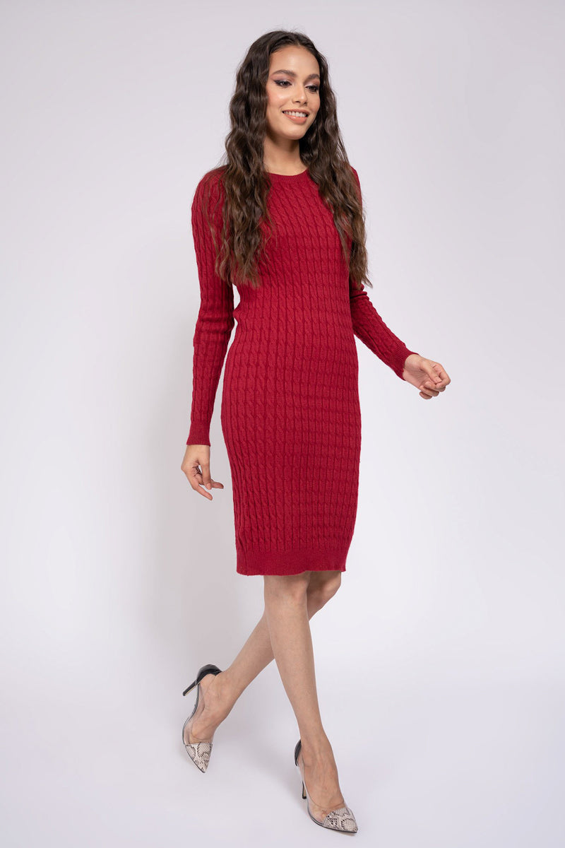 HNH Miranda Sweater Dress SWT0056-RED
