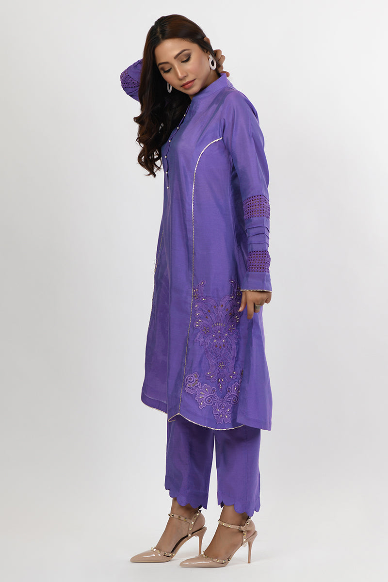Pret Wear 3 Piece 3-Tone Cotton Silk Purple Suit