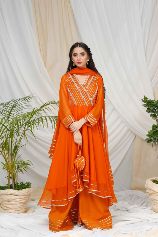 Noor Bano - 3 Piece Suit 4735-Orange