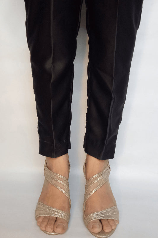 Silk Trouser Pant For Women - Black - ZT132