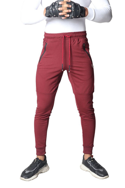 French Terry Premium Trousers For Sports Casual Fitness Jogging Maroon