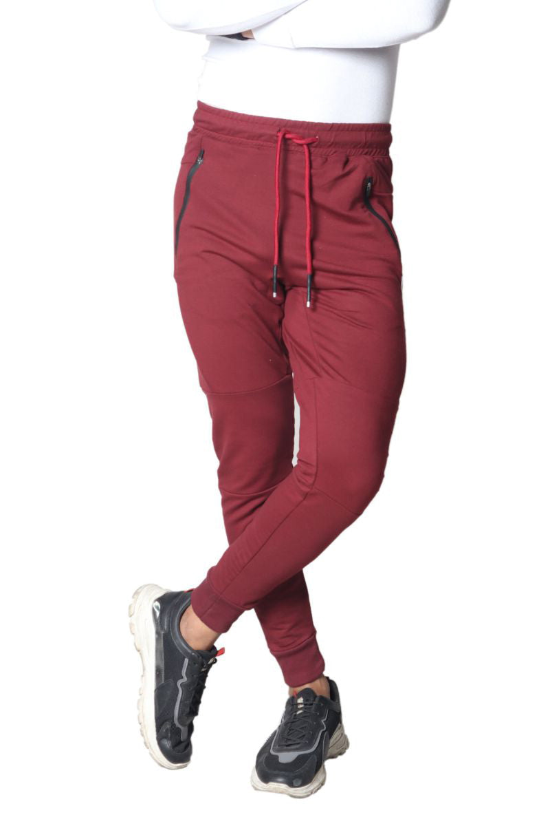 French Terry Premium Trousers For Sports Casual Fitness Jogging Maroon