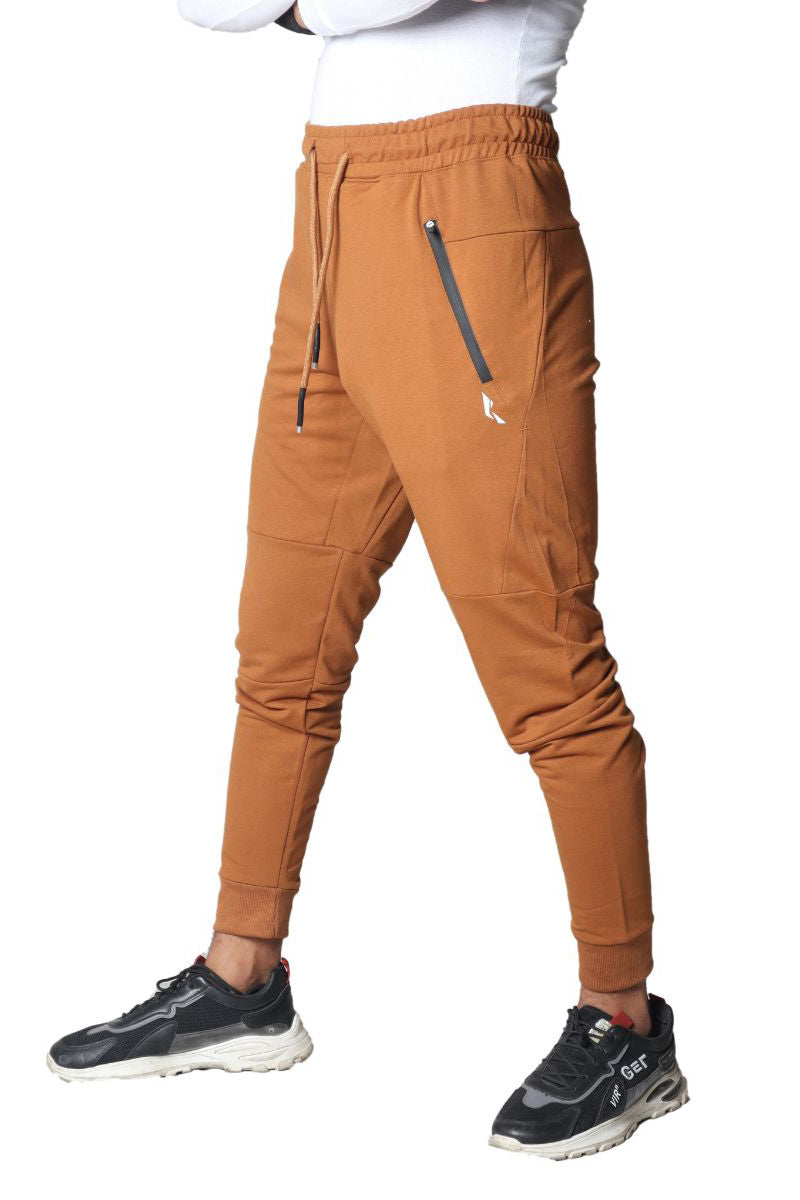 French Terry Premium Trousers For Sports Casual Fitness Jogging Caramel