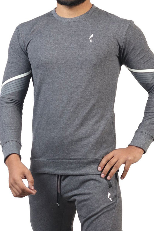 French Terry Sweatshirt Sports Casual Fitness For Men's - Charcoal