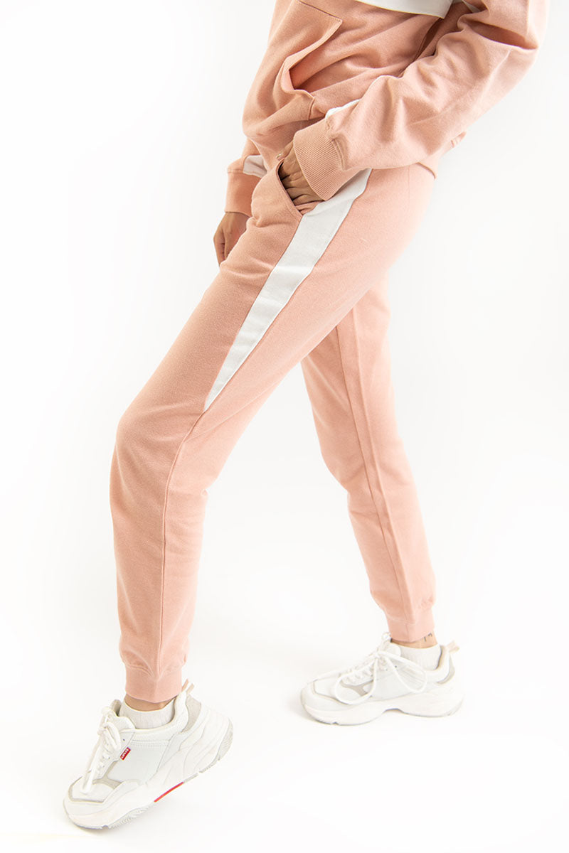 Tea Pink Everyday Joggers With White Panel