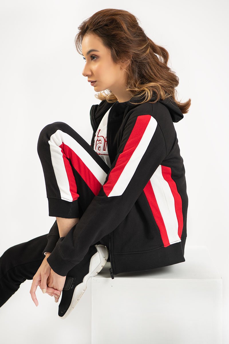 Hoodie With Red And White Panel