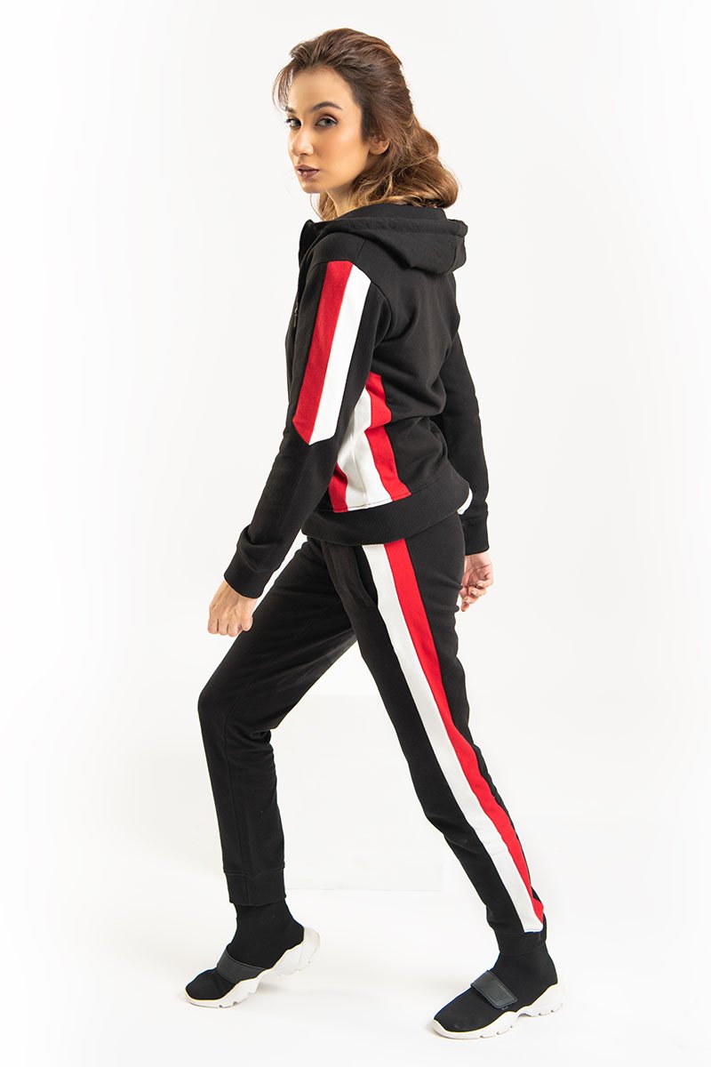 Hoodie With Red And White Panel
