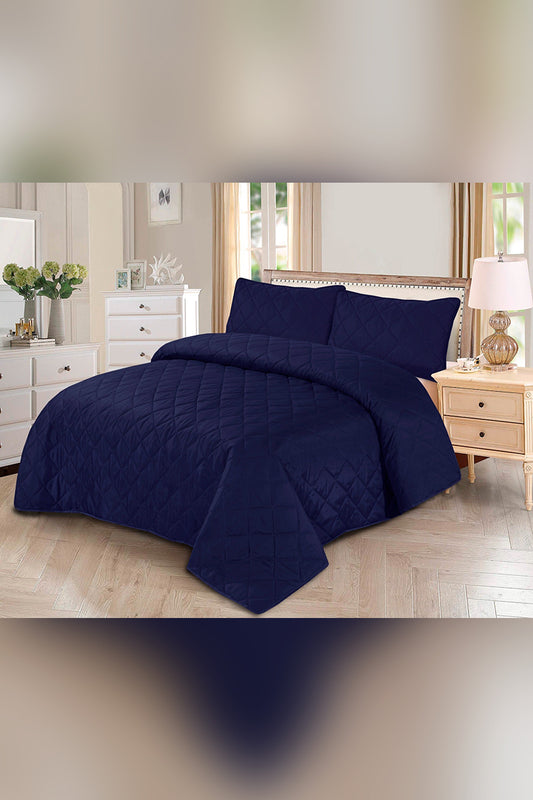 Blue Plain - 3 Pcs Summer Comforter Set (Light Filling)