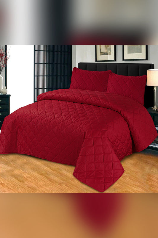 Red Plain - 3 Pcs Summer Bedspread Set (Light Filling)